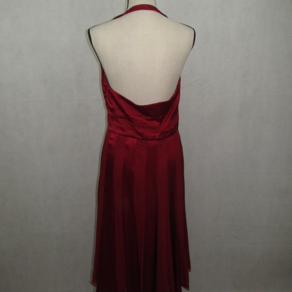 Calvin Klein Halter Dress Size 10 100% Silk Red - Picture 8 of 8